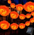 Solar LED flower string lights marigold dahlia decorative lighting for outdoor Halloween party. - 3.5m 10-LED 8-Mode Solar Lights / Warm White