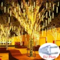 LED meteor shower light string outdoor waterproof tree hanging decorative light with EU plug - 30cm * 8 Pieces (Plug-in 220V) / Warm White