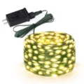 Warm white LED fairy string light with green wire, outdoor waterproof decorative lighting. - 10m 100-LED - EU Plug / Warm Tone