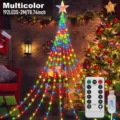 Multicolor LED Christmas Tree Star Waterfall String Lights USB Powered Remote Control - 2M with Remote / Colorful
