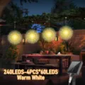 Outdoor solar firework lights 240 LEDs 4 pcs warm white hanging dandelion string lights - 1 to 4 240 Lights / Warm White