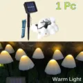 Solar powered LED mushroom string lights for outdoor garden decoration, waterproof warm lighting. - 10 LEDs 3.5m / Warm White