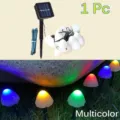 Solar LED mushroom string lights outdoor waterproof garden landscape decoration detail view - 10 LEDs 3.5m / RGB