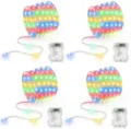 Vista dettagliata di luci LED colorate a fil di rame con scatola batteria a 8 modalità. - Filo Trasparente 5M / RGB