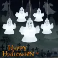 Halloween LED blow-molded ghost string lights, spooky outdoor yard party hanging decorative lamp. - 1.5m 10LED Battery / White
