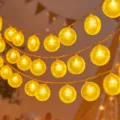 LED lemon string lights, warm fairy lights for summer room decor and cozy atmosphere vibe. - Battery Box Version / Yellow Lemon
