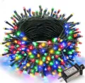 Multi-color LED Christmas string lights with green wire and power adapter for outdoor indoor decor. - 10m 100 LEDs - US Plug / Multicolor (Dark Green Wire String Lights)