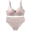 Detailed view of the elegant women lingerie set with breathable bra and matching briefs. - Khaki