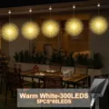 Solar Firework String Lights Warm White 300 LEDs 5 Pcs Hanging Outdoor Decor Lamp - 1 to 5 300 Lights / Warm White
