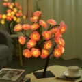 Détails de la lampe de nuit romantique arbre de rose 24LED avec lueur chaude pour déco. - Rose Rose