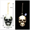 Halloween LED skull hanging light with hemp rope and battery box for spooky party decor. - Skellington Skull / Warm White