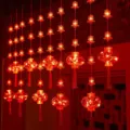 Rode lantaarn gordijn lichtketting voor Chinese nieuwjaar feest binnen huis decoratie - 10 Grote Lantaarns & 40 Kleine Chun Gordijn Licht