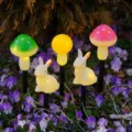 Luci da giardino solari LED da esterno fungo e coniglio stringa decorativa per feste. - Fungo e coniglio [Tubo nero] / Versione Scatola Batteria Impermeabile