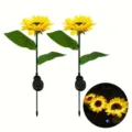Solar sunflower garden stake lights waterproof outdoor decorative LED lawn light 2 pack - Single Head Sunflower