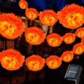 Solar LED Marigold String Lights Outdoor Halloween Decor Hanging Flower Fairy Lights Panel - 5m 20-LED 8-Mode Solar Lights / Warm White