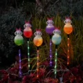 Solar Easter Bunny Egg LED String Lights, Colorful Glowing Outdoor Garden Decorative Stakes. - Hands-Up Rabbits (Clear Tube) / Solar Powered