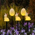 LED Solare Esterno Coniglio di Pasqua Uovo Paletto Luci, Giardino Decorativo Illuminazione. - Uovo e coniglio [Tubo nero] / Versione Scatola Batteria Impermeabile
