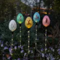 Luci solari LED a forma di uovo di Pasqua da giardino per decorazioni esterne festive. - Uova colorate (Tubo trasparente) / Versione Scatola Batteria Impermeabile
