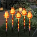 Solar Christmas gnome stake lights outdoor waterproof yard garden lawn decoration - Red Tube Wizard (Set of 5)