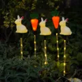 Luci solari a LED da esterno per giardino di Pasqua con simpatici disegni di conigli e carote. - Conigli e carote (Tubo trasparente) / Versione Scatola Batteria Impermeabile