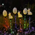 Luci a corda decorative per esterni a LED solari con uova di pasqua e coniglietto da giardino - Uovo e coniglio [Tubo nero] / Versione Scatola Batteria Impermeabile