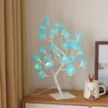 Lampe arbre roses bleues 24 LED, veilleuse florale artificielle pour décoration romantique. - Base Blanche Rose Bleue