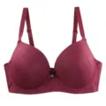 Women maroon push up bra adjustable straps molded cups elegant intimate apparel detail view - 80C / Burgundy