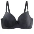 Plus size push-up bra for women, elegant black jacquard underwire support lingerie detail. - 80C / Black