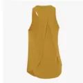 Women's athletic running split back fitness tank top, breathable sleeveless yoga workout shirt. - Earthy Yellow