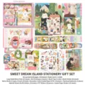 Coffret cadeau de papeterie chat mignon comprenant un carnet A6 des autocollants et rubans - Ensemble de 155 Pièces / Île des rêves doux