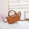 Genuine leather women shoulder bag stylish crossbody dumpling handbag top layer cowhide small bag - Caramel color
