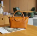Bolso de mano retro de cuero genuino, bolso cruzado de piel de vaca para mujer, elegante. - Amarillo Ocaso