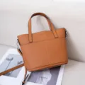 Brown Genuine Leather Tote Bag Large Capacity Crossbody Bag Casual Women Handbag - Caramel Brown