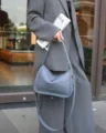Echtes Leder Kissen Tasche Fruehling Sommer weiche Schulter Umhaengetasche Shopper - Rauchblau