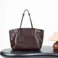 Bolso tote de cuero genuino marrón oscuro para mujer, gran capacidad para oficina. - 35*17*30 cm / Chocolate