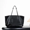 Bolso Tote de Piel Negra, Gran Capacidad Bolso de Hombro Casual, Elegante Bolso de Trabajo - 35*17*30 cm / Negro