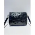 Vintage black genuine leather crossbody bag, stylish envelope shoulder bag for women main view. - Black