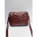 Retro genuine leather crossbody bag for women, vintage dark brown envelope shoulder bag. - Coffee