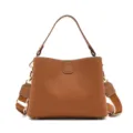 Brown leather women crossbody handbag with top handle and strap, stylish casual summer bag. - 25*11*18cm / Gold Brown