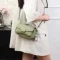 Light green leather small shoulder bag for women, casual crossbody bag variant style. - Light Green