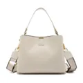 Elegant women bucket shoulder bag, versatile summer handbag with wide strap and gold hardware. - 25*11*18cm / Off White