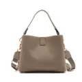 Women taupe leather crossbody shoulder bag chic top handle casual daily handbag stylish purse - 25*11*18cm / Elephant Gray