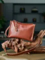 Brown vintage vegetable-tanned leather crossbody shoulder bag for women, stylish pillow bag style. - Caramel Brown