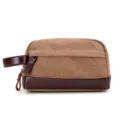 Sac de toilette vintage en toile pour hommes pochette de voyage decontractée marron - Café