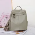Genuine leather backpack women large capacity commute casual travel shoulder bag daypack - L31 W17 H32cm / Matcha Green
