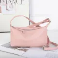 Pink top layer cowhide women underarm pillow bag, classic solid color shoulder crossbody bag. - 23*6*13CM / Pink