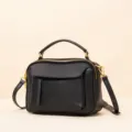 Genuine leather Boston women handbag retro black shoulder crossbody bag stylish daily wear - 24*11*16cm / Black