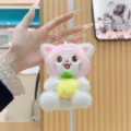 Simpatico portachiavi gatto in peluche con cappello rosa e ananas dolce ciondolo borsa. - Catena Standard 11cm / Cappello Rosa