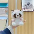 Cute plush raccoon toy pendant for bag and keys, soft pink stuffed animal doll accessory. - 11cm Standard Chain / Pink