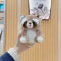 Cute raccoon plush pendant cute key ring cartoon doll bag charm soft toy gift for kids girls - 11cm Standard Chain / Coffee